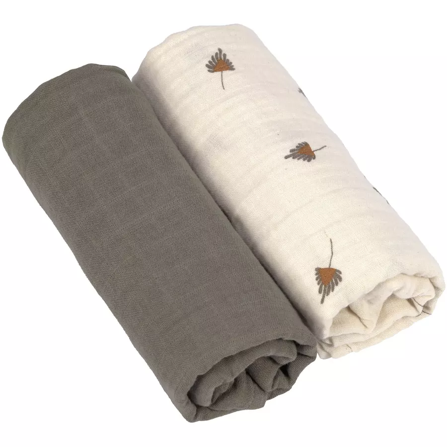 LÄSSIG Mulltücher L 2er Pack taupe 80 x 80 cm