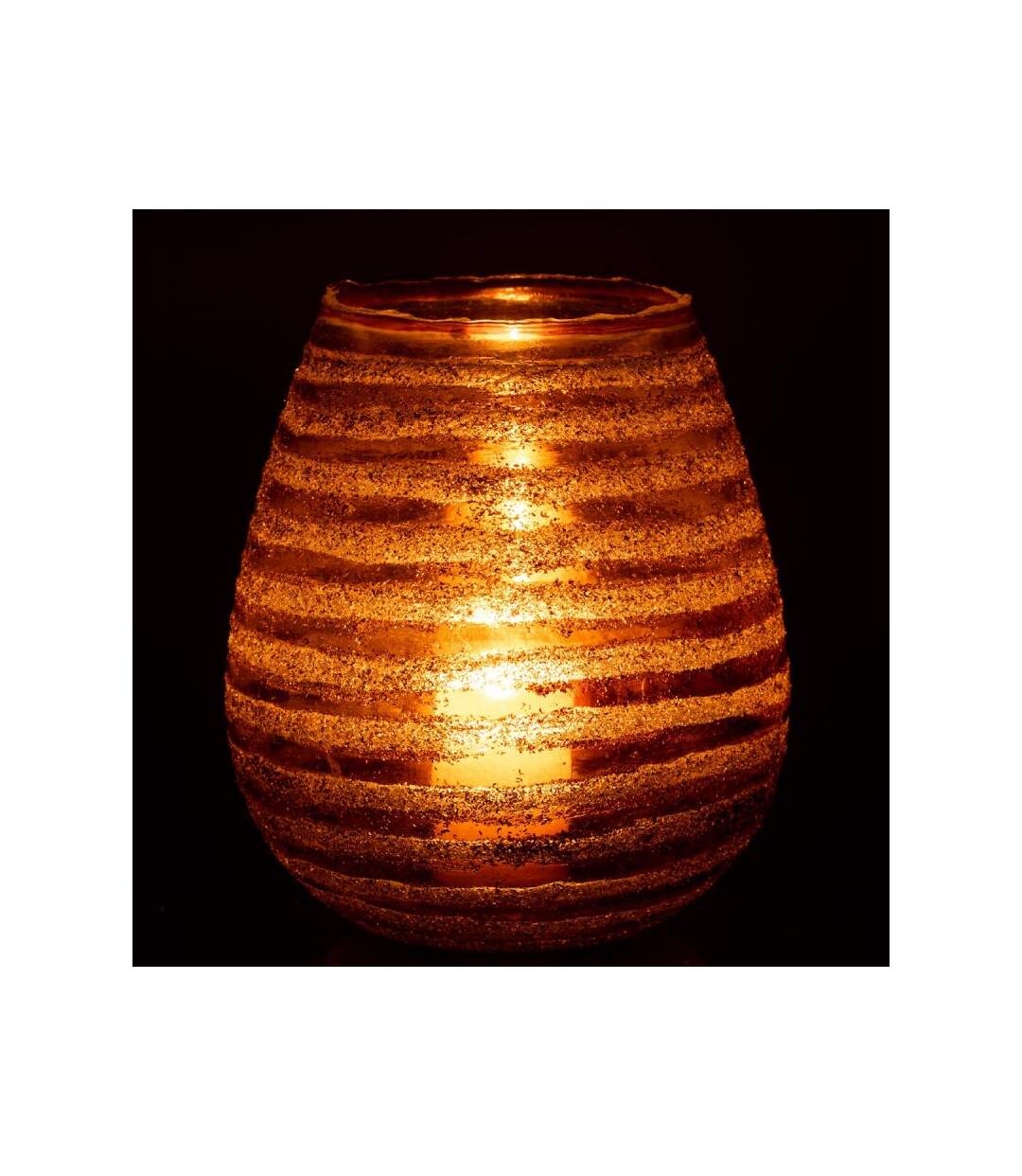 Paris Prix - Photophore Design safari Lignes 23cm Marron