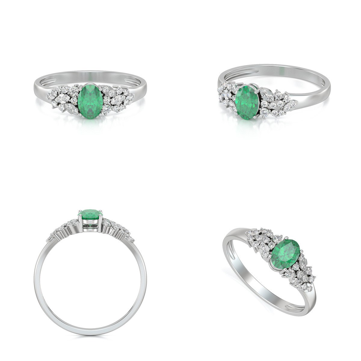 Bague Emeraude et diamants sur Argent 925 2.934grs