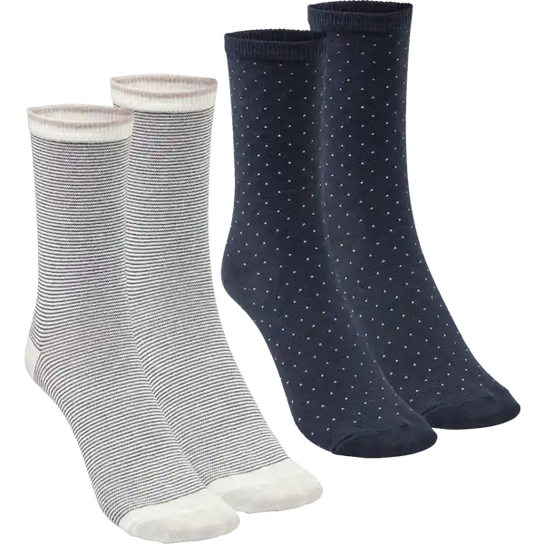 Damen Casual Socken Doppelpack Tupfen / Streifen navy Gr. 35 / 38