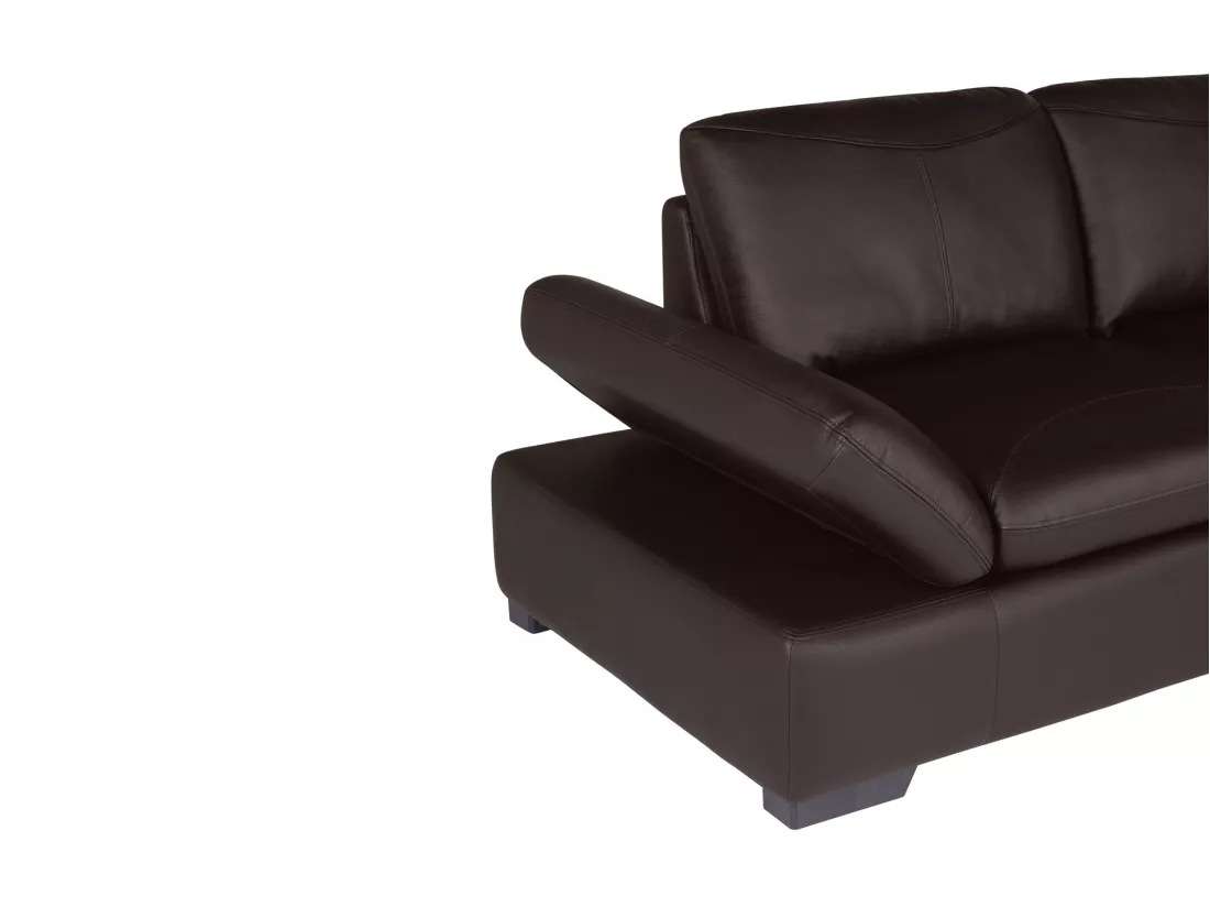 Canapé d'angle en cuir ONYX II - Marron - Angle droit