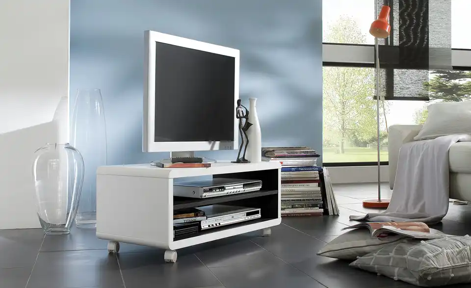 TV-Lowboard Chiasso Weiß, Schwarz 79 cm