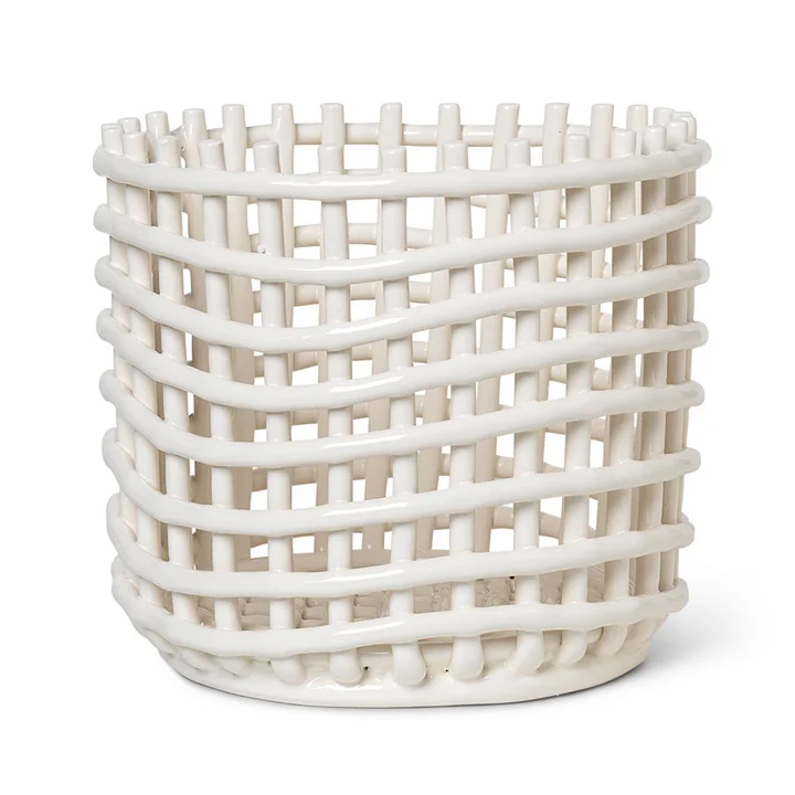 Ferm Living - Keramik Korb, gross, off-white
