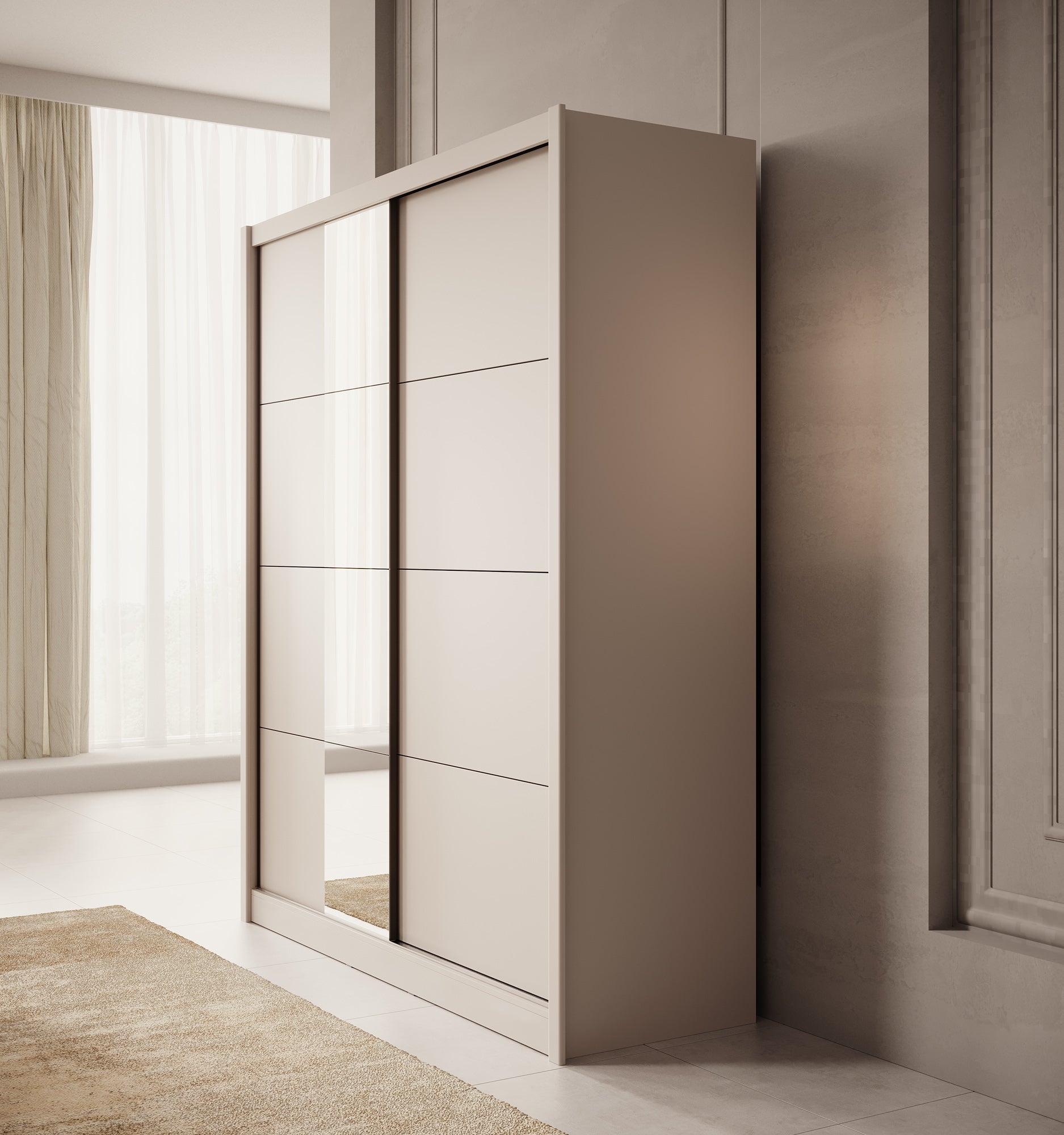 Azul - Kledingkast met schuifdeuren - Beige - 180x60x216 cm