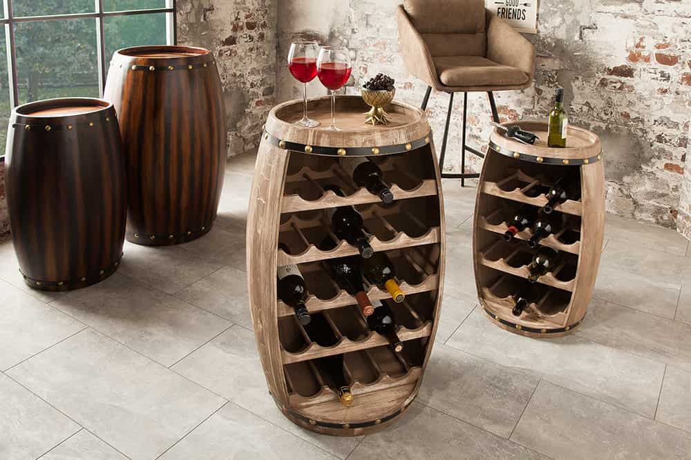 Authentisches Weinregal BODEGA 80cm natur Pinie Weinfass Shabby Chic