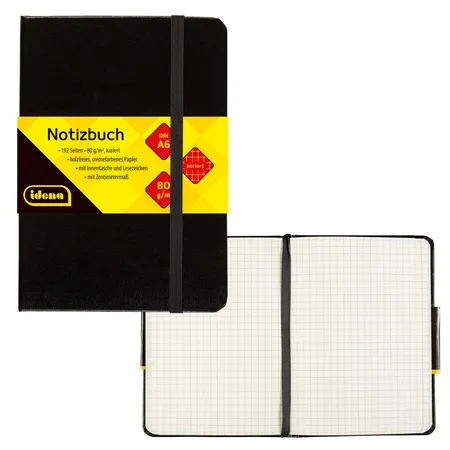 Idena Notizbuch, A6, schwarz