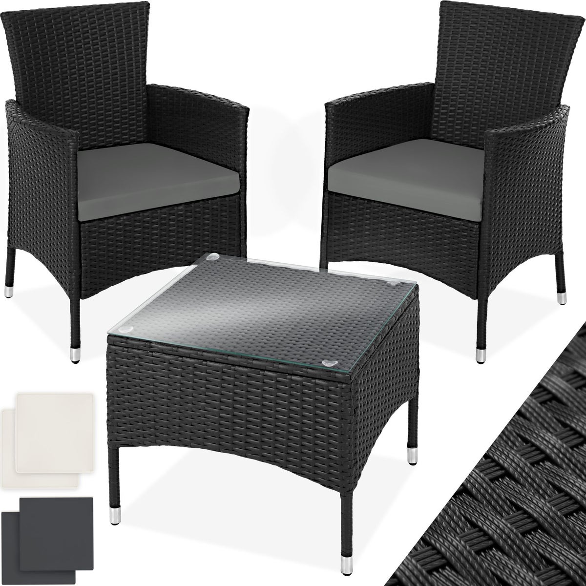 tectake Luzern rotanset voor 2 personen, 2 hoessets
