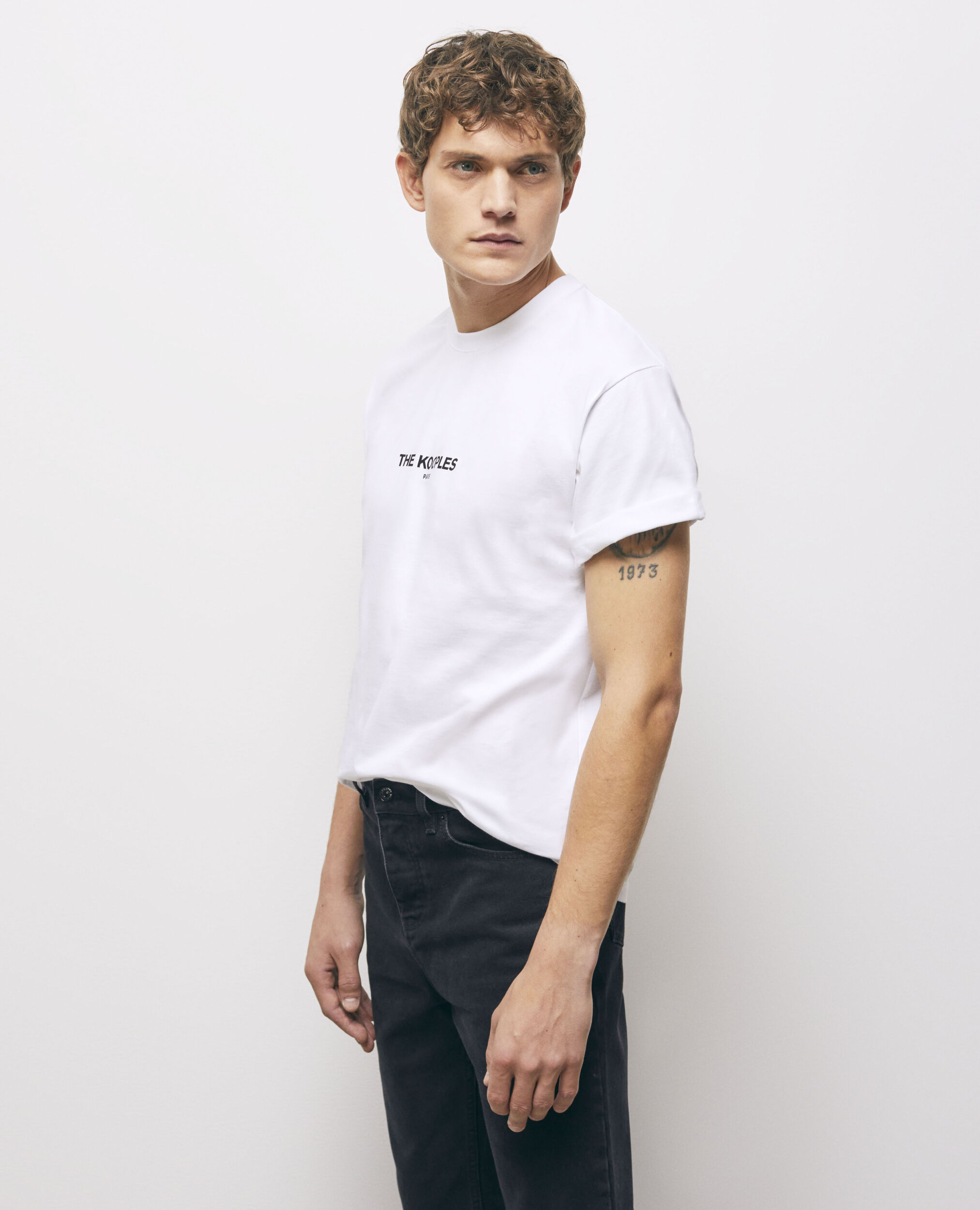 T-shirt blanc coton à logo The Kooples
