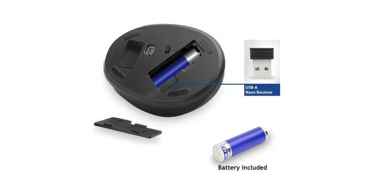 ACT ConnectivityDraadloze Ergonomische Muis  (Zwart, 800 - 1600 DPI)