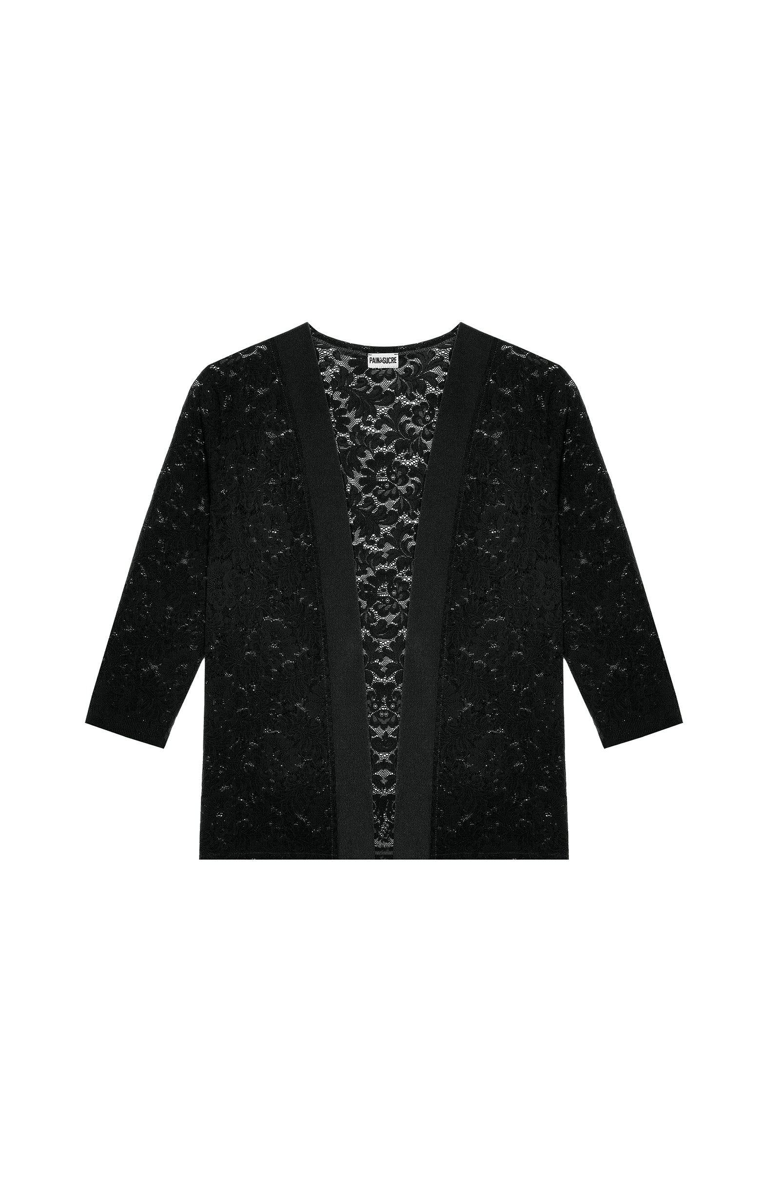 jinha Gilet en dentelle noir Noir