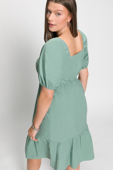 Midikleid, A-Line, Carree-Ausschnitt, Volant, Halbarm
