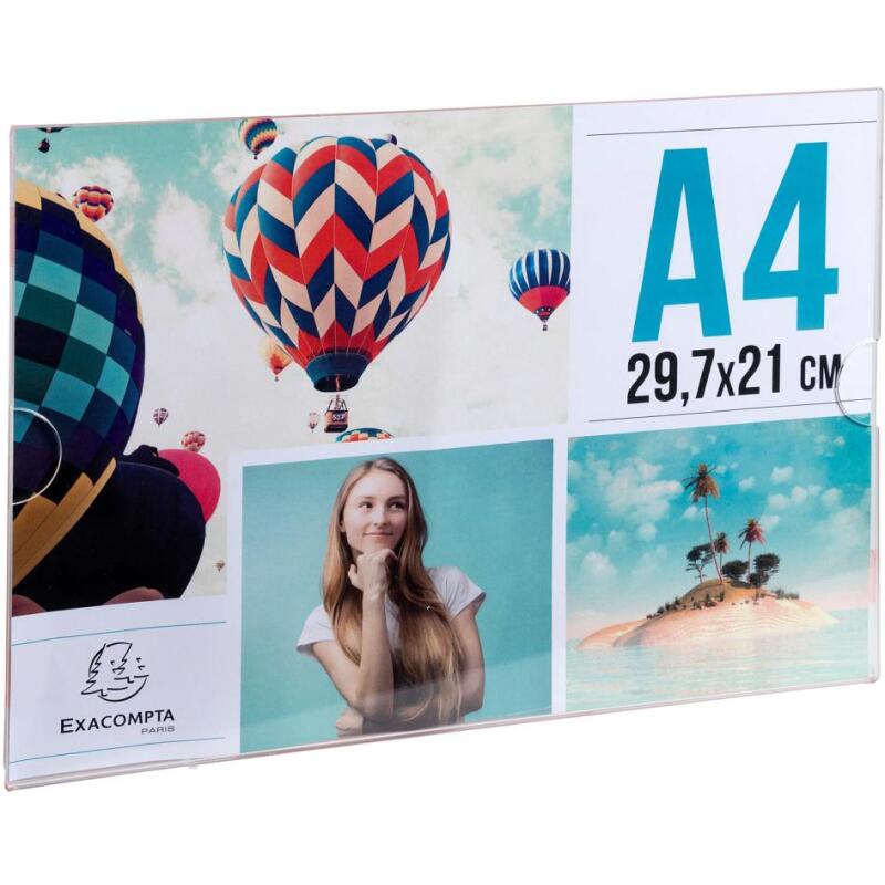 Porte-visuel mural horizontal A4 - Cristal