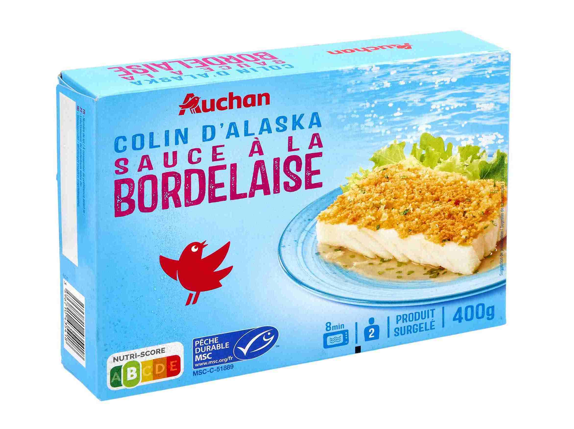 FILETES ESCAMUDO-DO-ALASCA AUCHAN MOLHO BORDELAISE 2UN 400G