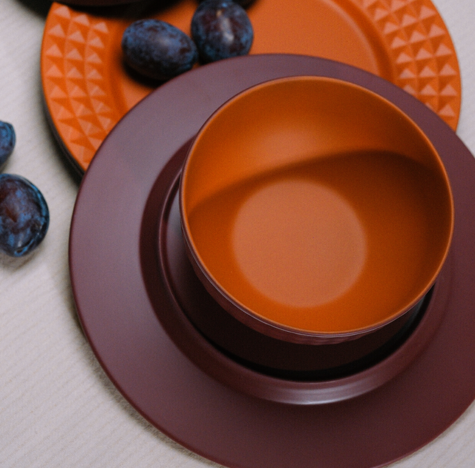 Flamefield Viva Terra 12delig melamine servies rood/relief