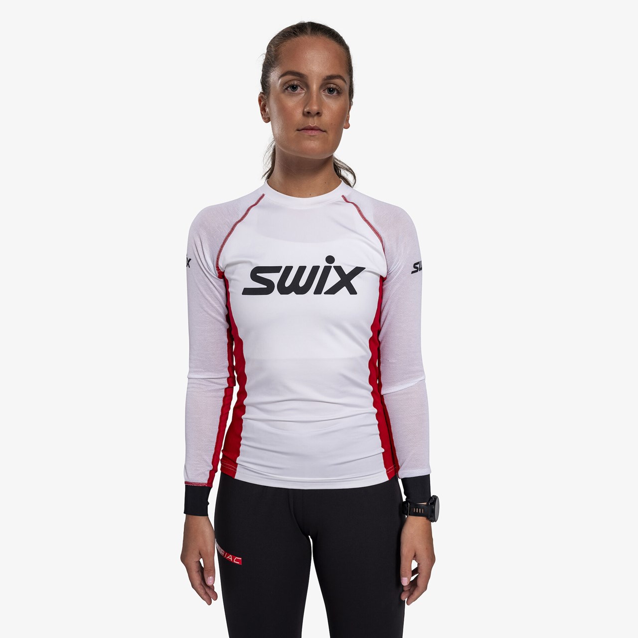 Triac Dry Breathe Long Sleeve Dame Bright White/Swix Red