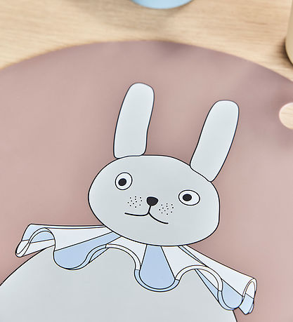 OYOY D?kkeserviet - Silikone - Rabbit Pompom - Clay