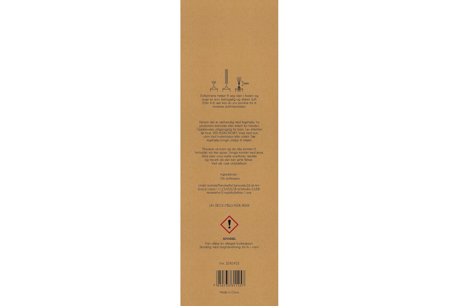 Amber Wood duftpinner Lys brun, 120ml.