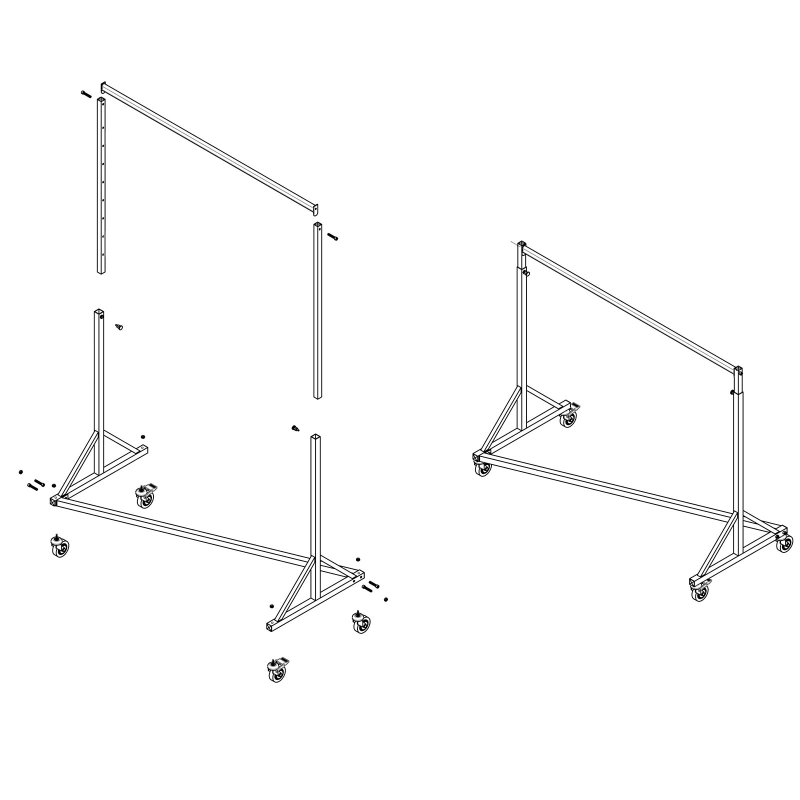 Profi-Kleiderständer - chrom-grau - 65 cm breit
