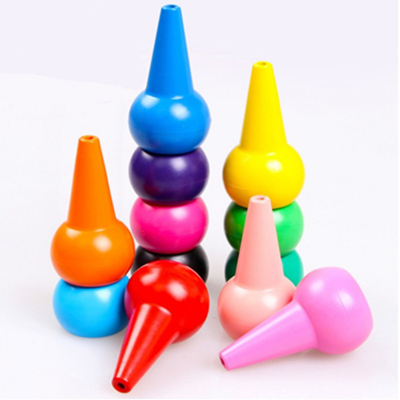 (12er Set) Stapelbare Finger Wachsmalstifte Kinder Buntstifte - Bunt