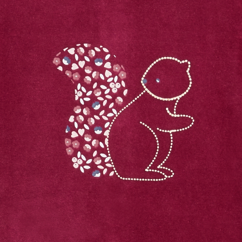 Dors-bien écureuil velours rose bébé fille