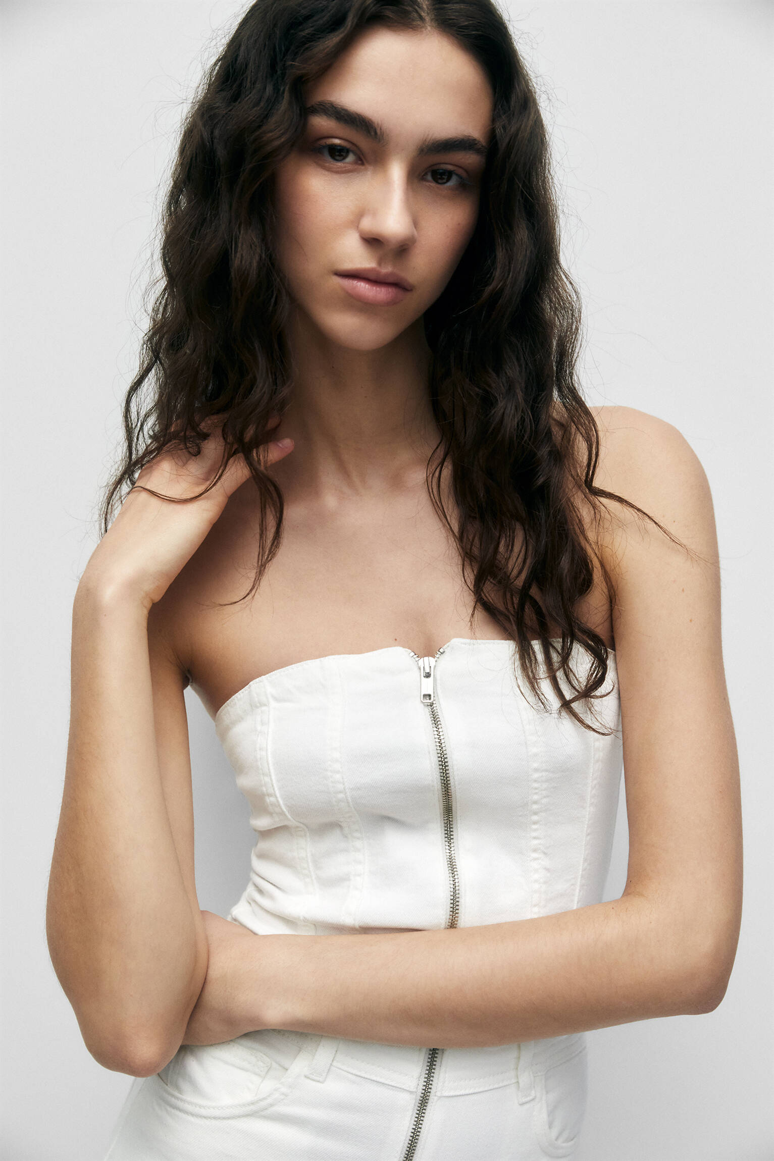 MACACÃO JEANS CORSET - BRANCO