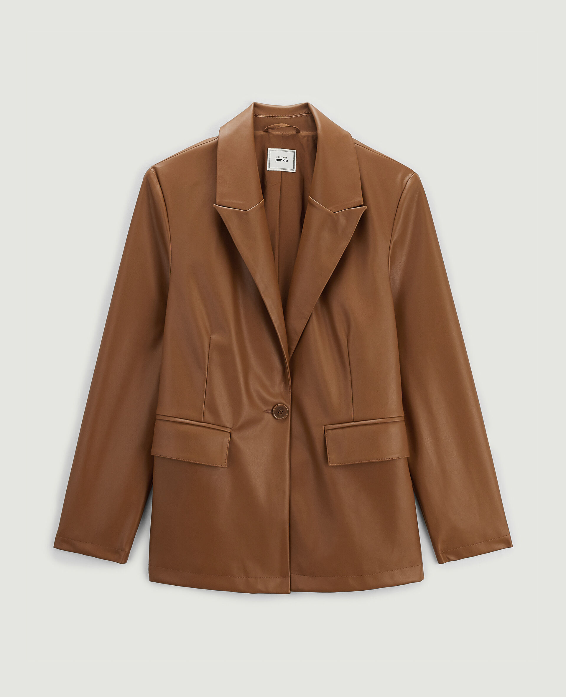 Veste blazer en simili cuir - Taupe