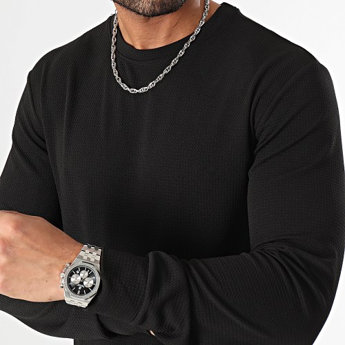 Sweat Crewneck Texturé Waffle 0543 Noir