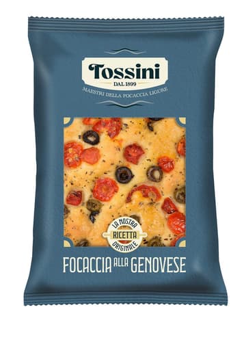 Tossini Focaccia mit Oliven und Kirschtomaten