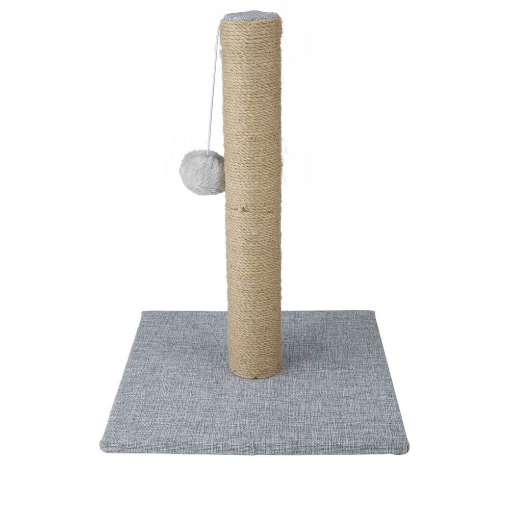 Arbre à chat gris et beige griffoir et pompon