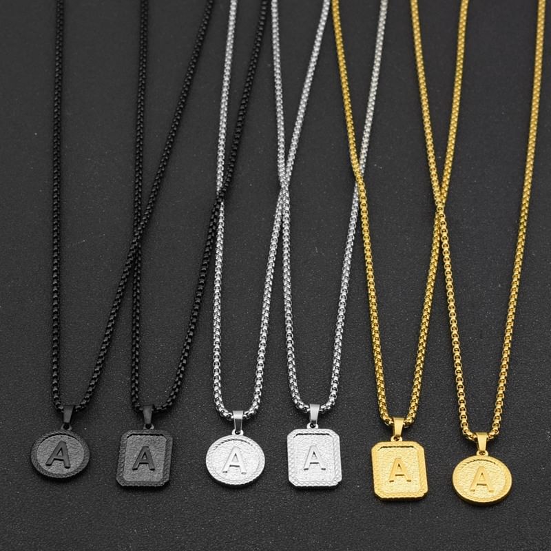 Juanitro - Alfabet hanger ketting van roestvrij staal (verschillende ontwerpen)