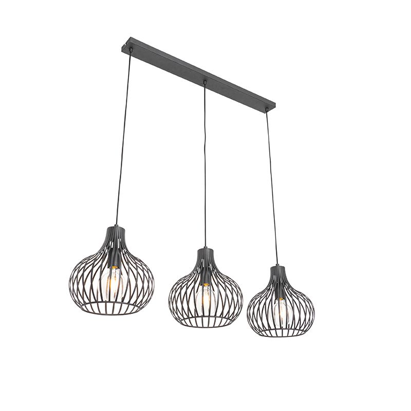 Moderne hanglamp zwart 3-lichts - Saffira