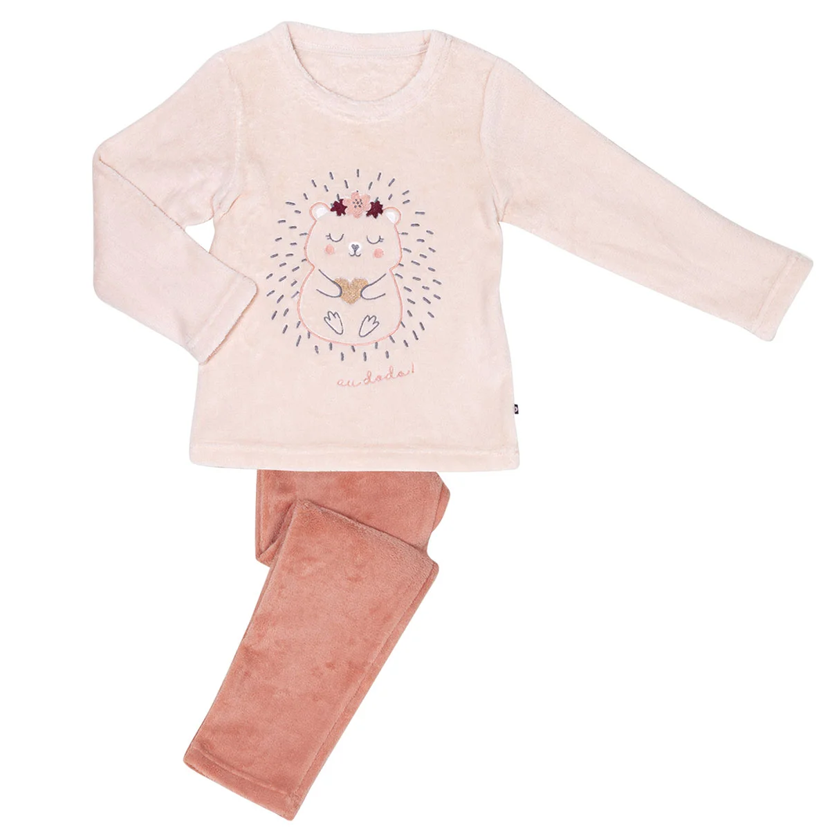Pyjama fille HERISSON nude/pêche