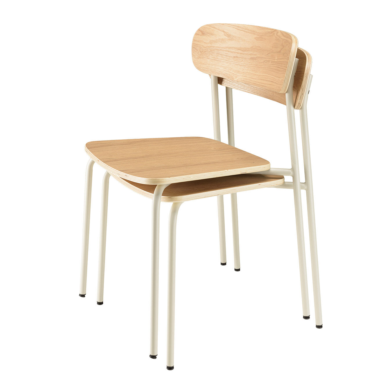 Macabane 2 Chaises d'écolier Tom naturel/blanc - 47x51x78 cm