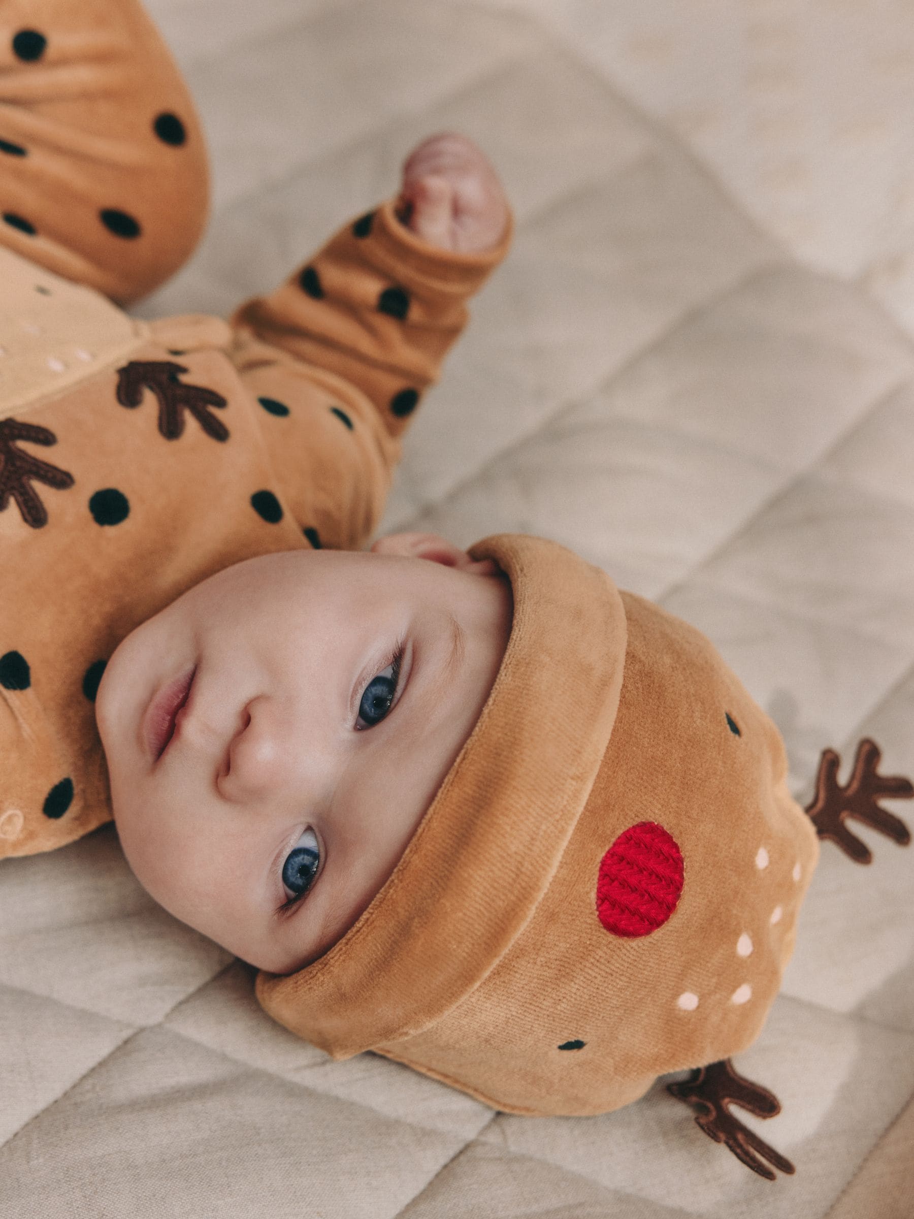 Bruin rendier - Baby kerst verkleed pyjama (0mnd -2jr)