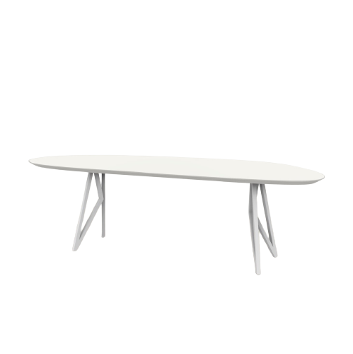 Studio HENK tafel Butterfly Blob - wit frame, HPL Fenix bianco kos 240 x 100 | HPL Fenix Bianco Kos | Verjongde Rand | Frame Wit