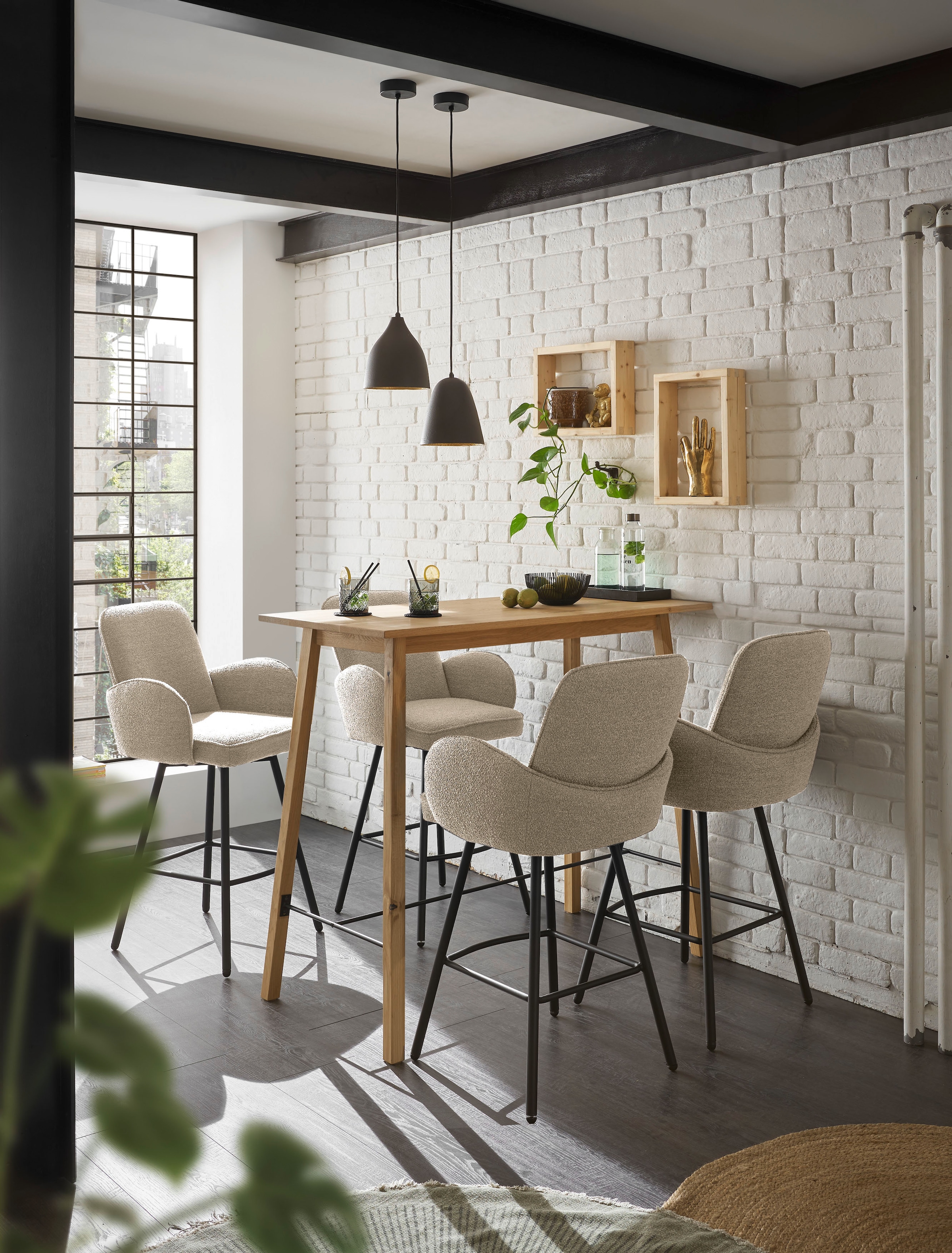 Stolkom Bartisch »Jules Eiche Massivholz geölt, Hochtisch BxHxT 120x104x60 cm« Skandi Look Eiche Massivholz geölt durchgehende Lamelle