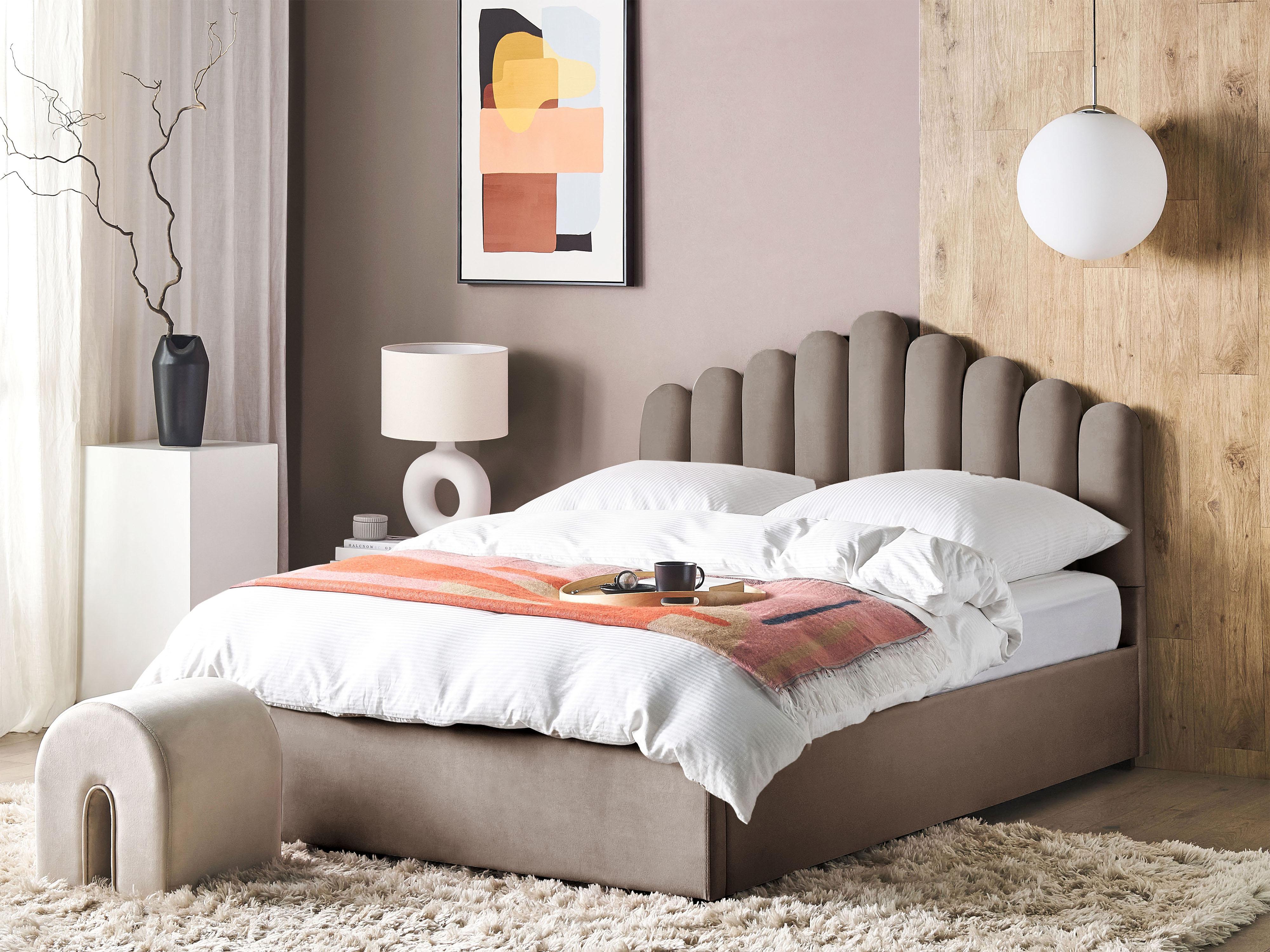 Bed met opbergruimte Fluweel VINCENNES 180 x 200 cm Taupe