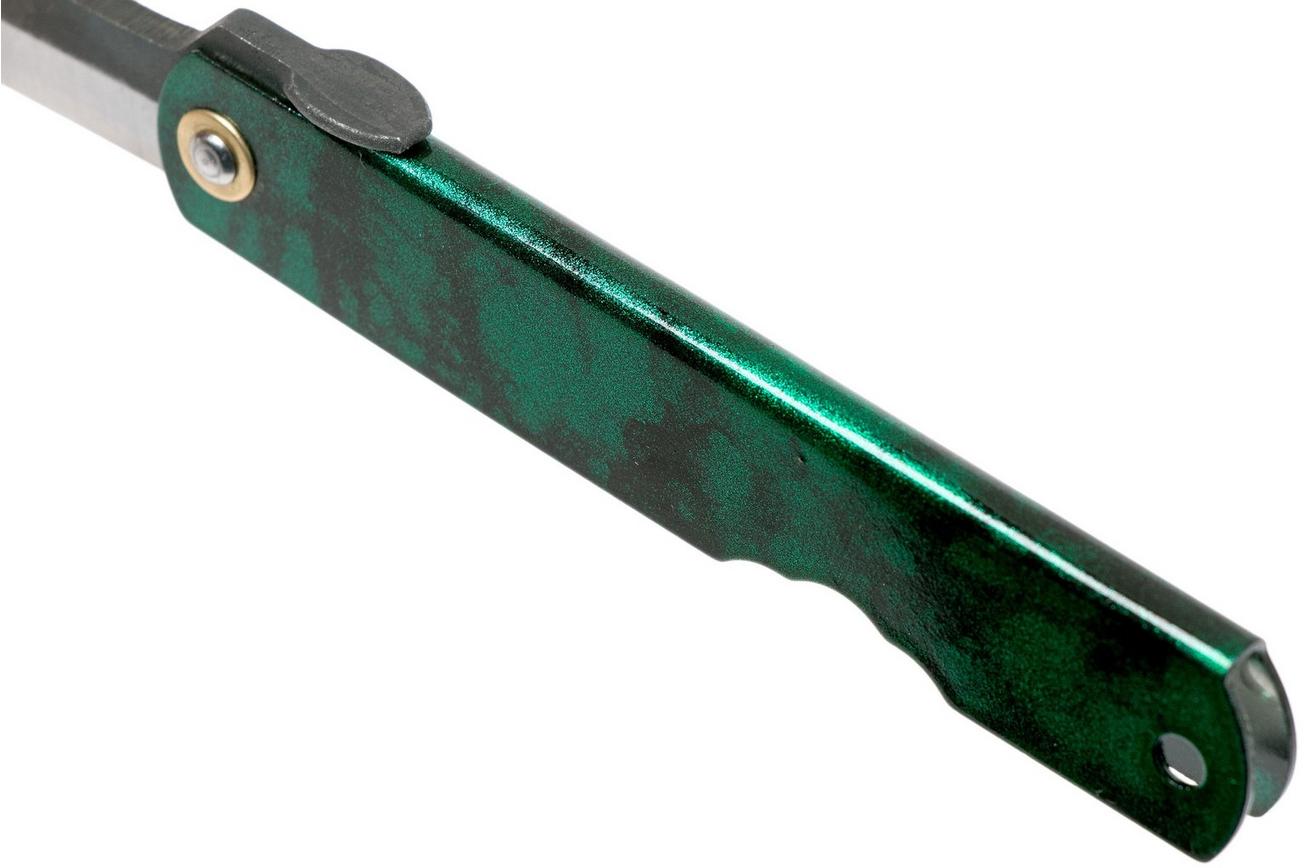 Higonokami zakmes 7,3 cm HIGOCJB, Blue paper steel, Jade Black Green Glitter Enamel