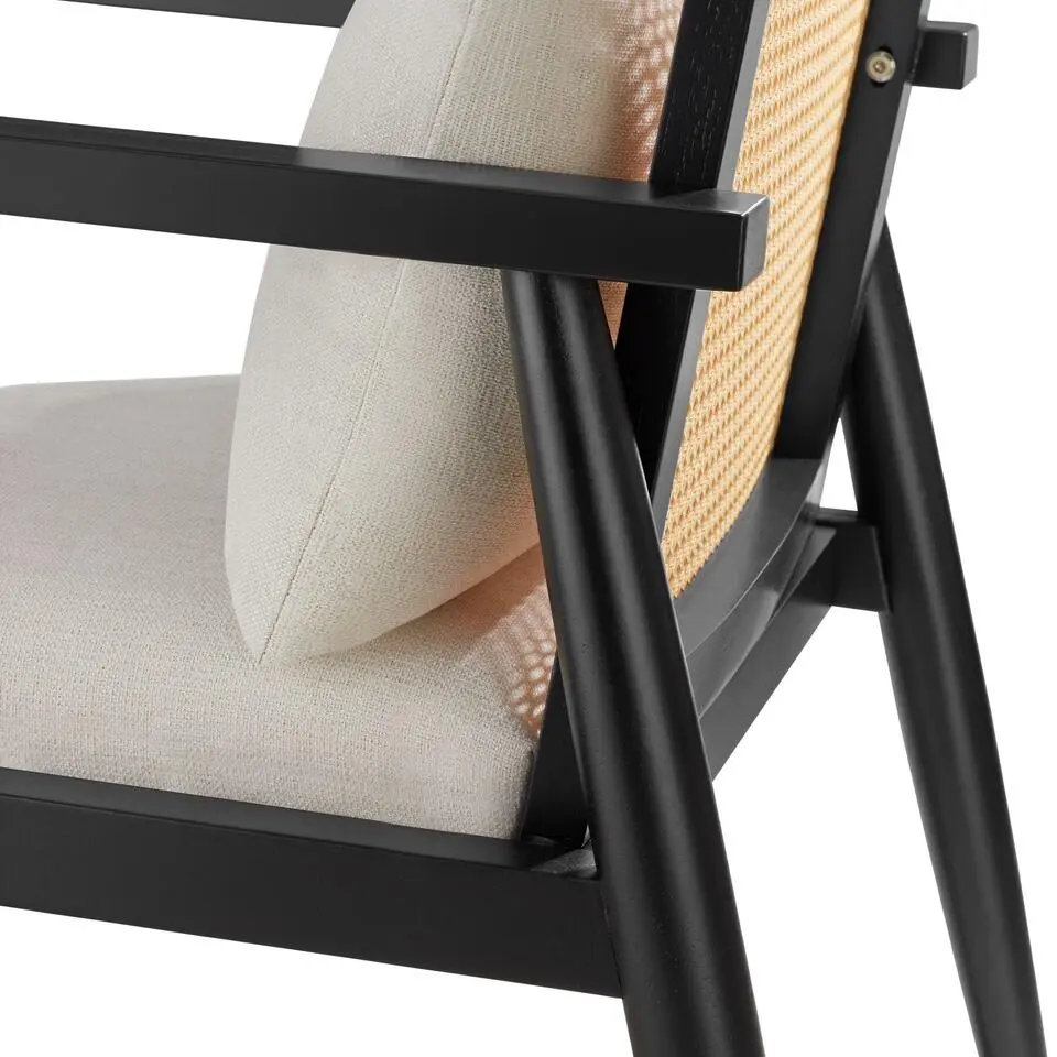tectake Loungestoel Manuela met Weens vlechtwerk en extra kussen, Wit