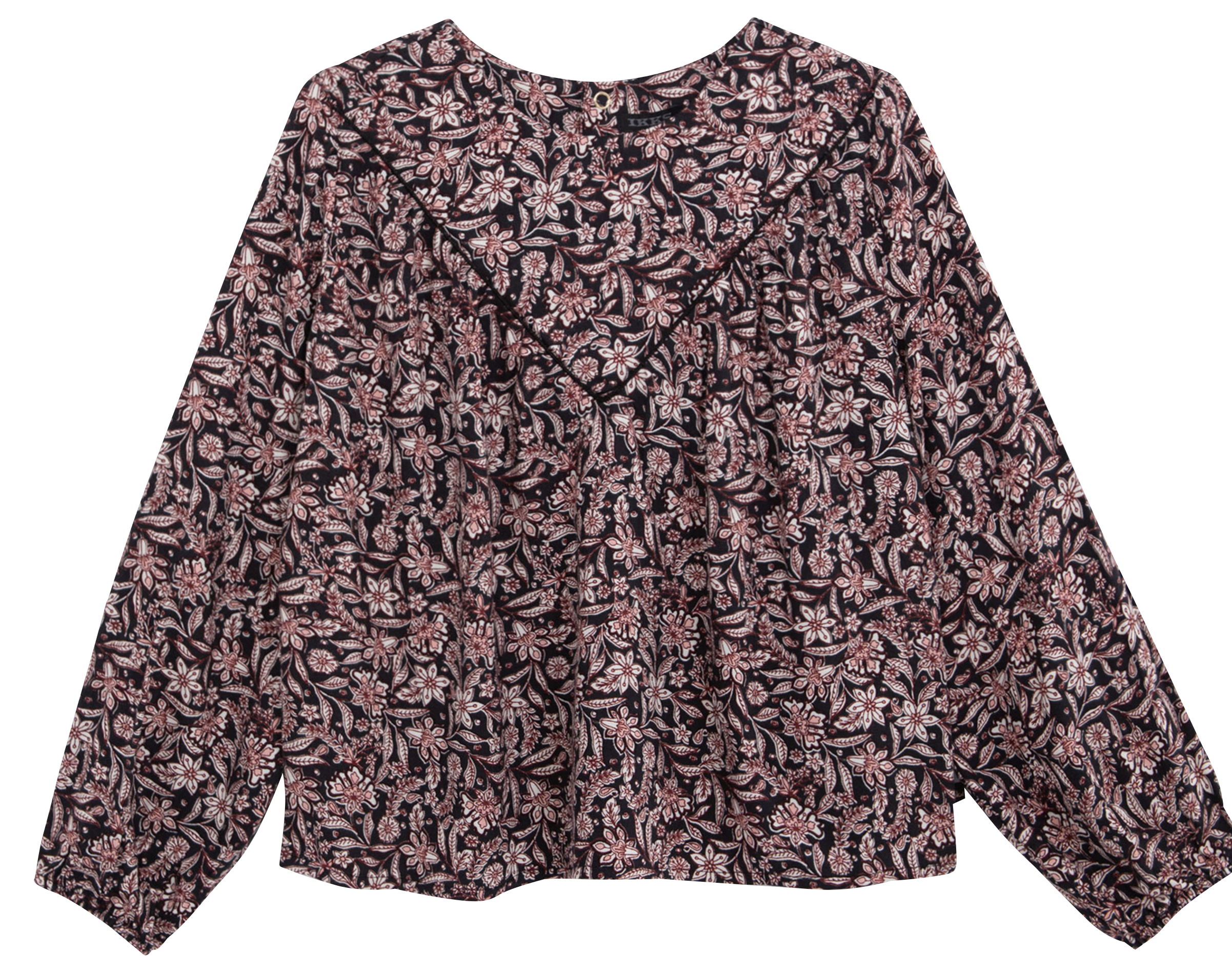 Blouse ample imprimé floral | Noir