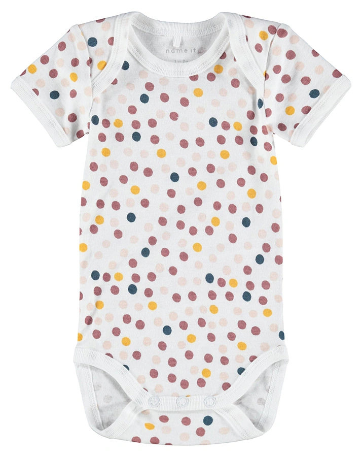 Kurzarm-Body NBFBODY – DOTTI 3er-Pack in rosenholz/weiß