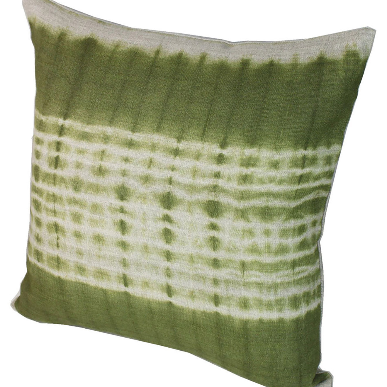 En Fil d'Indienne Housse de coussin Ondée toile de lin  olive - 45x45 cm