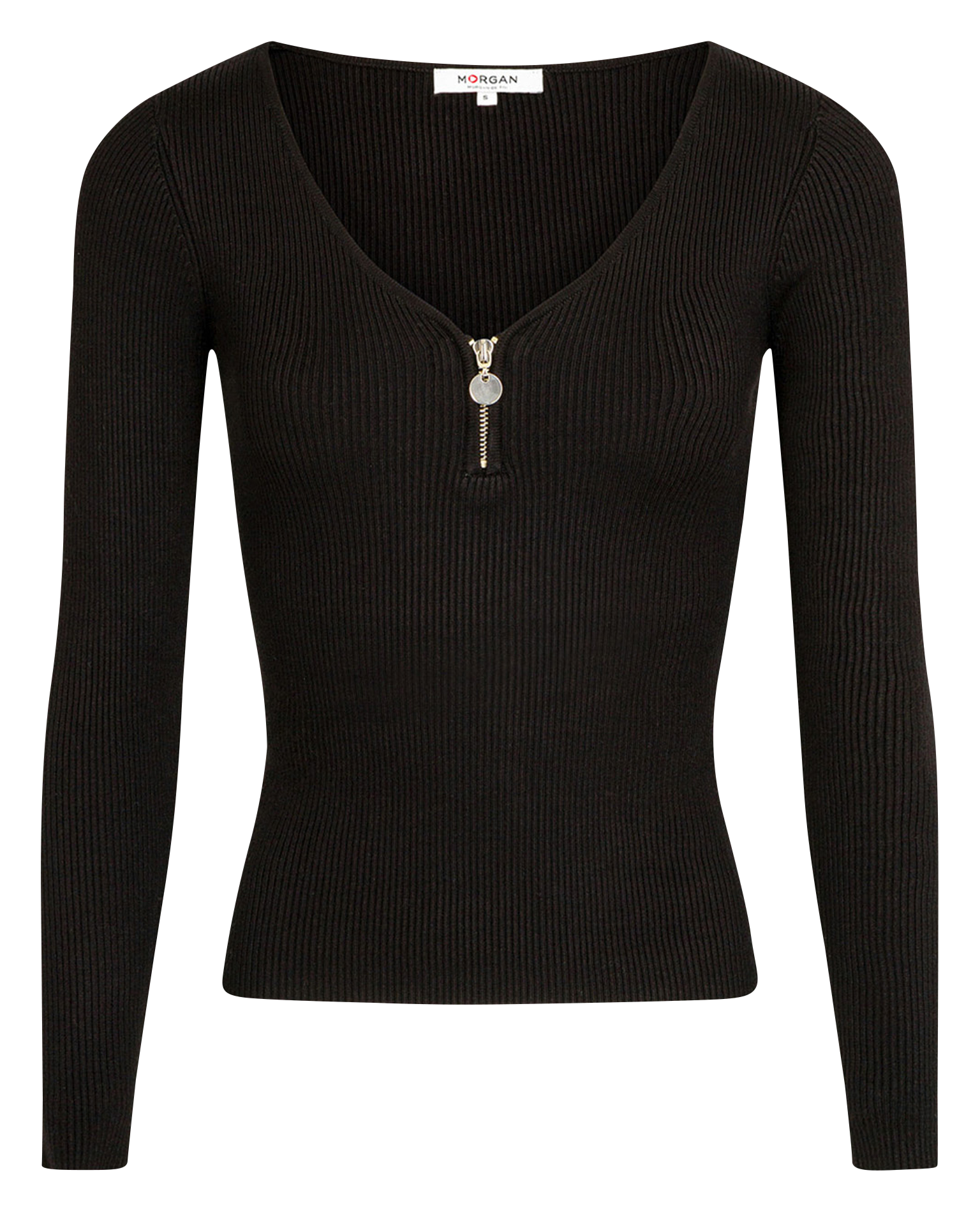 MBANZA - Pull col V en maille côtelée | Noir