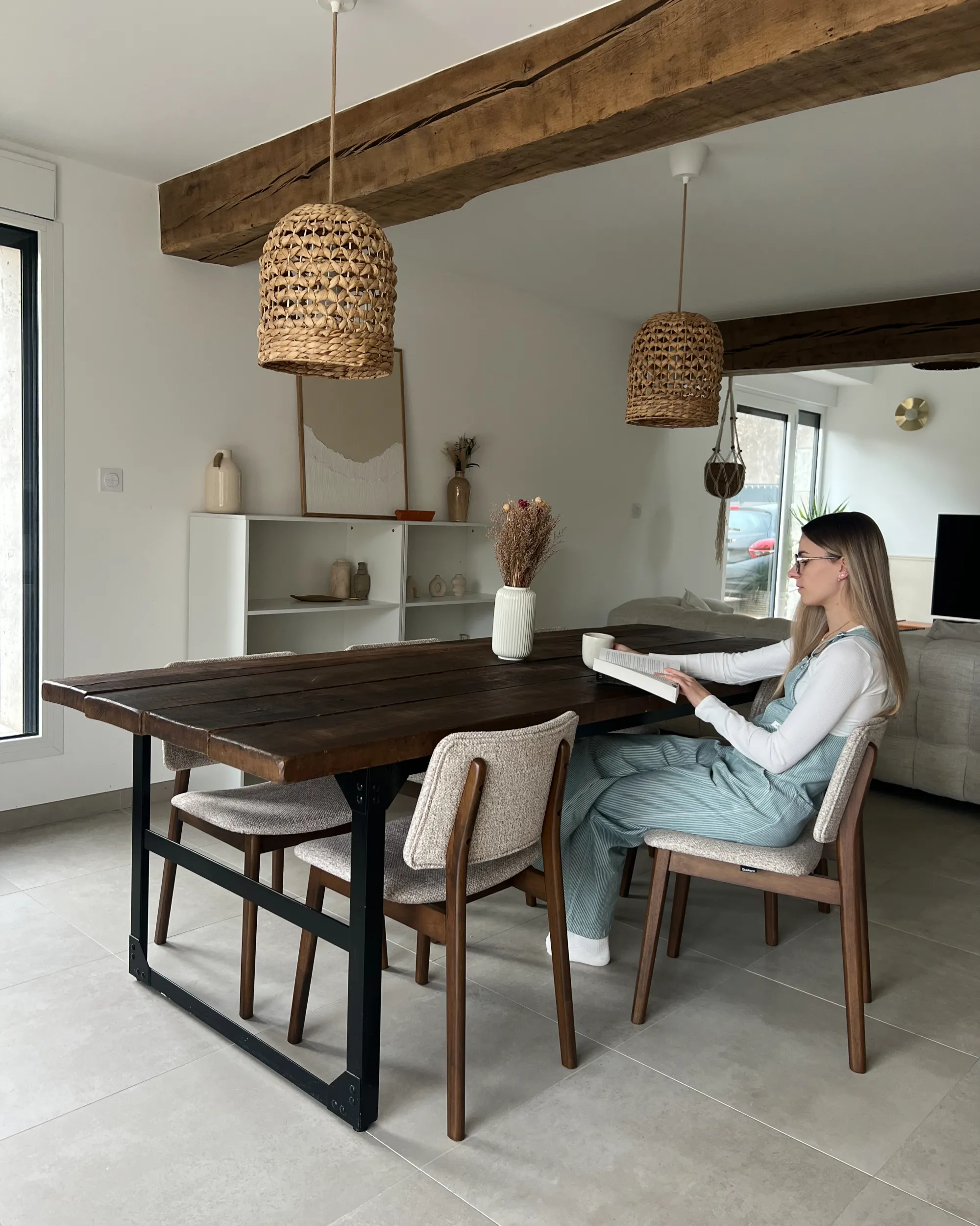 Set van 2 eetkamerstoelen BLANE Bouclé Donkerbruin/taupe