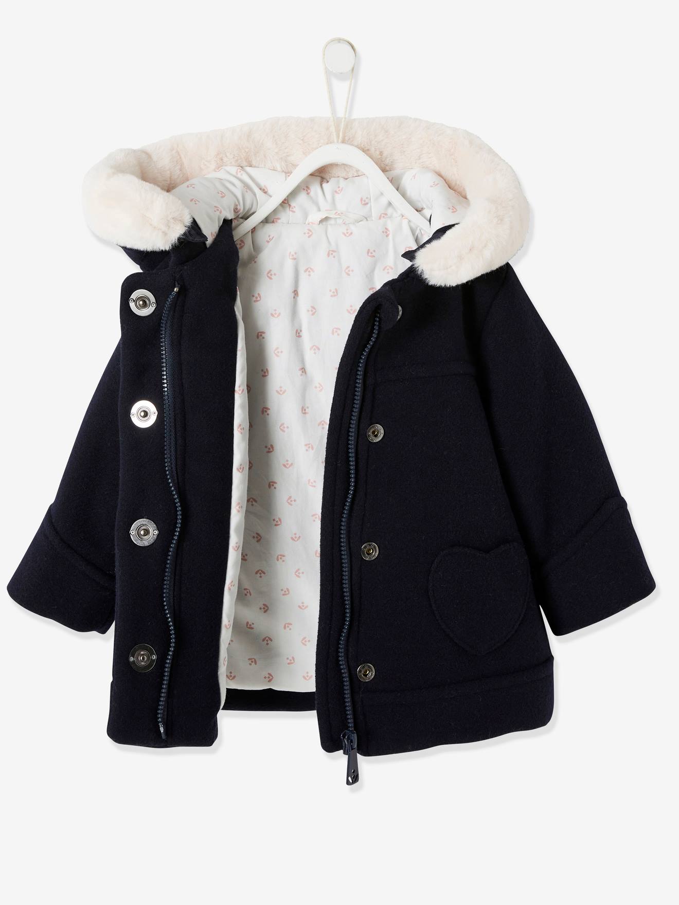 Casaco liso cinza claro com capuz para bebê menina, com estampas.