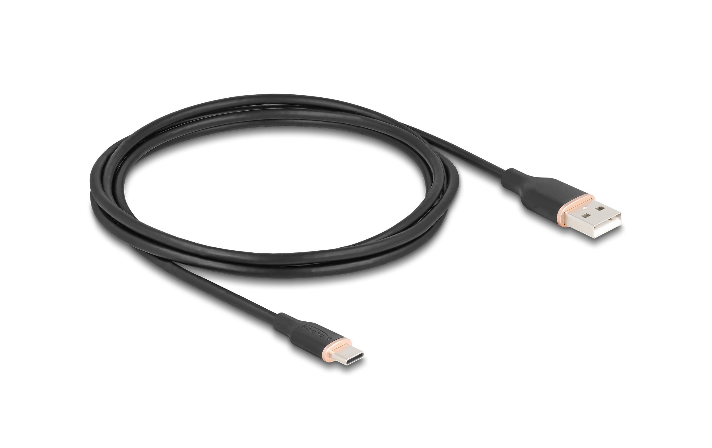 USB 2.0-Kabel Silikon USB A - USB C 2.5 mUSB-A-zu-USB-C-Kabel mit flexibler Silikonummantelung