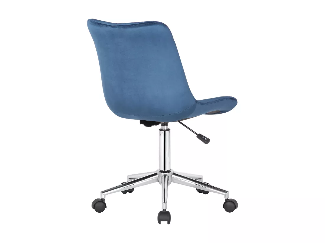 Chaise de bureau - Velours & Métal chromé - Bleu - Medford