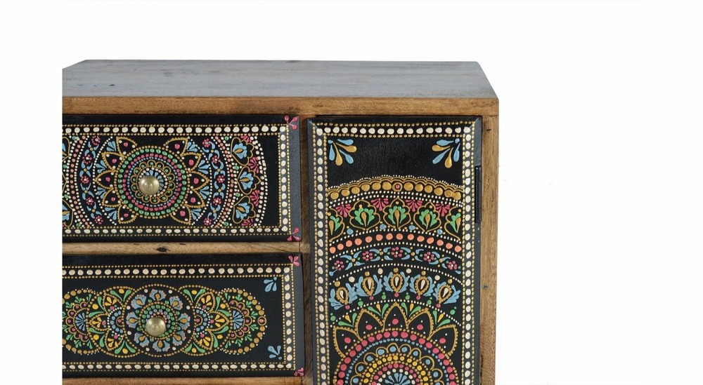 Table de chevet 4 tiroirs bois marron 45x30x60cm