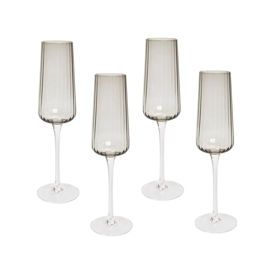 QUARTZ - Champagne glazen set van 4 - Grijs - Glas