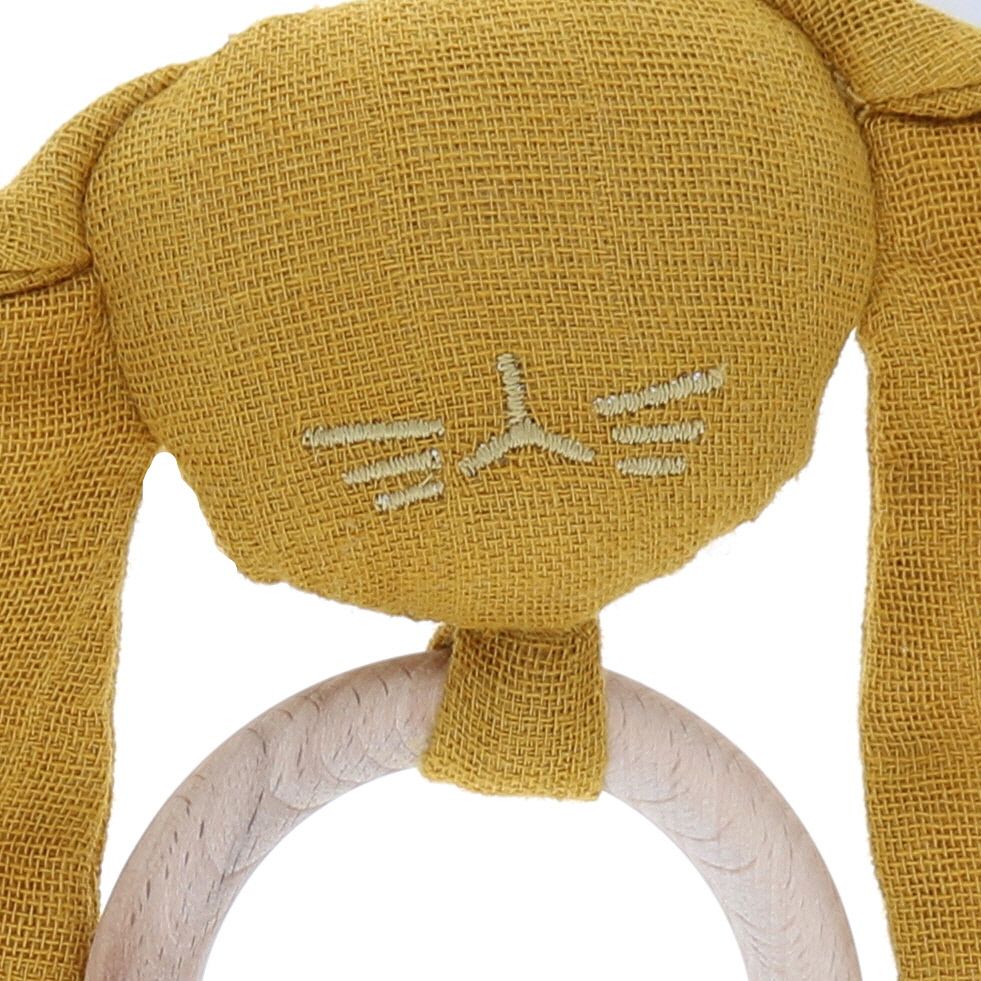 Anneau lapin jaune moutarde